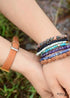 Boho Bracelet, Stretch Yoga Mala Bracelet, Natural Stone Tibetan OM 6 Colors